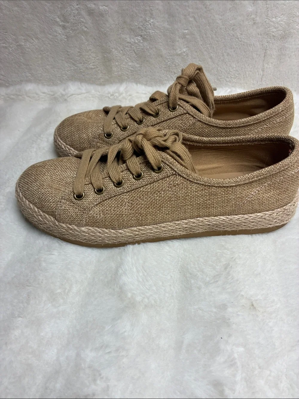 Tommy Bahama Tan Espadrille Lace-Up Sneakers